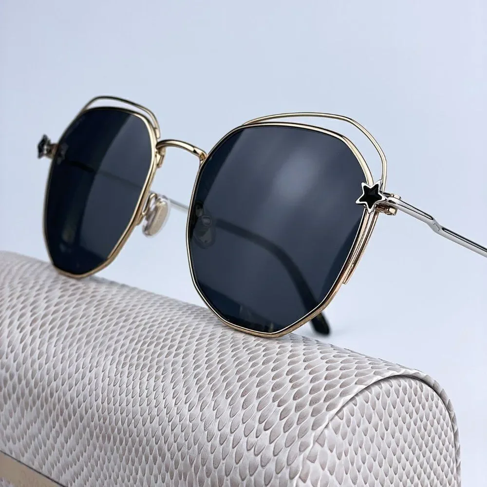 SALE! NEW Jimmy Choo FRANNY/S J5G Gold Dark Gray Round Steel Women Sunglasses